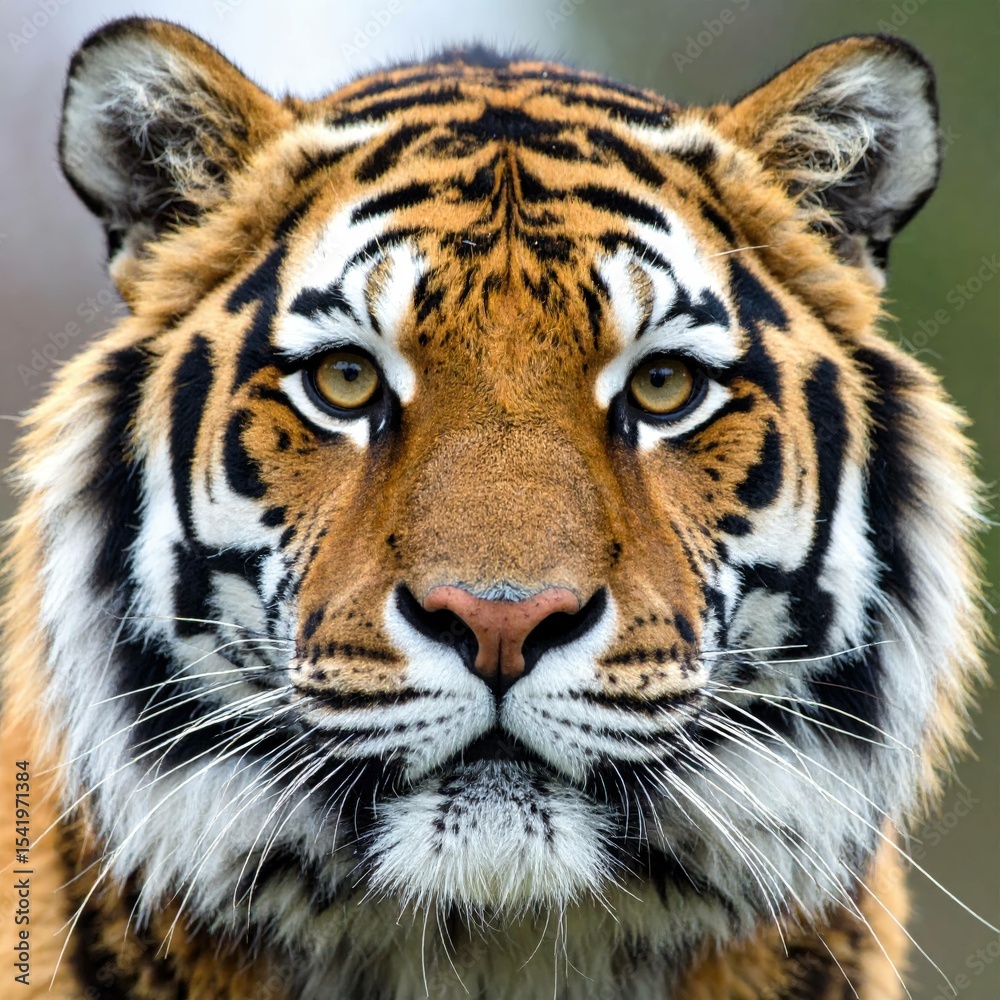 Naklejka premium Mirada Salvaje: Primer Plano del Tigre, Generated image