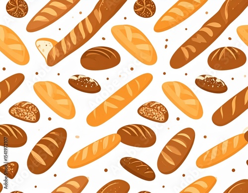 Colorful Bread Pattern On White Background