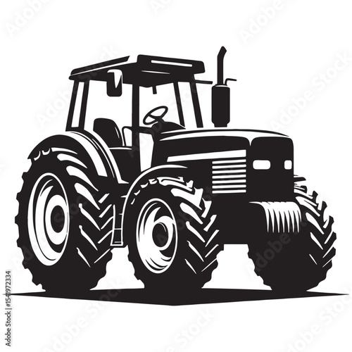 Classic Farm Tractor silhouette – Tractor illustration – Minimalist Tractor vector – Vehicle silhouette

