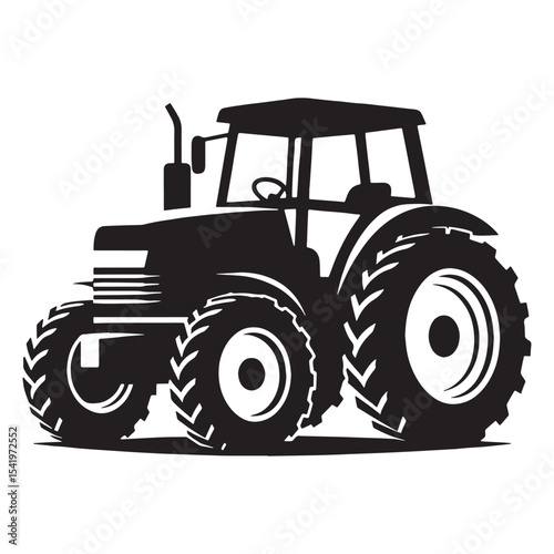 Agricultural Tractor silhouette with balanced shape – Tractor illustration – Minimalist Tractor vector – Vehicle silhouette

