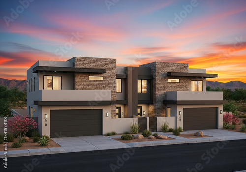 Fototapeta Naklejka Na Ścianę i Meble -  Desert-Style Modern Duplex