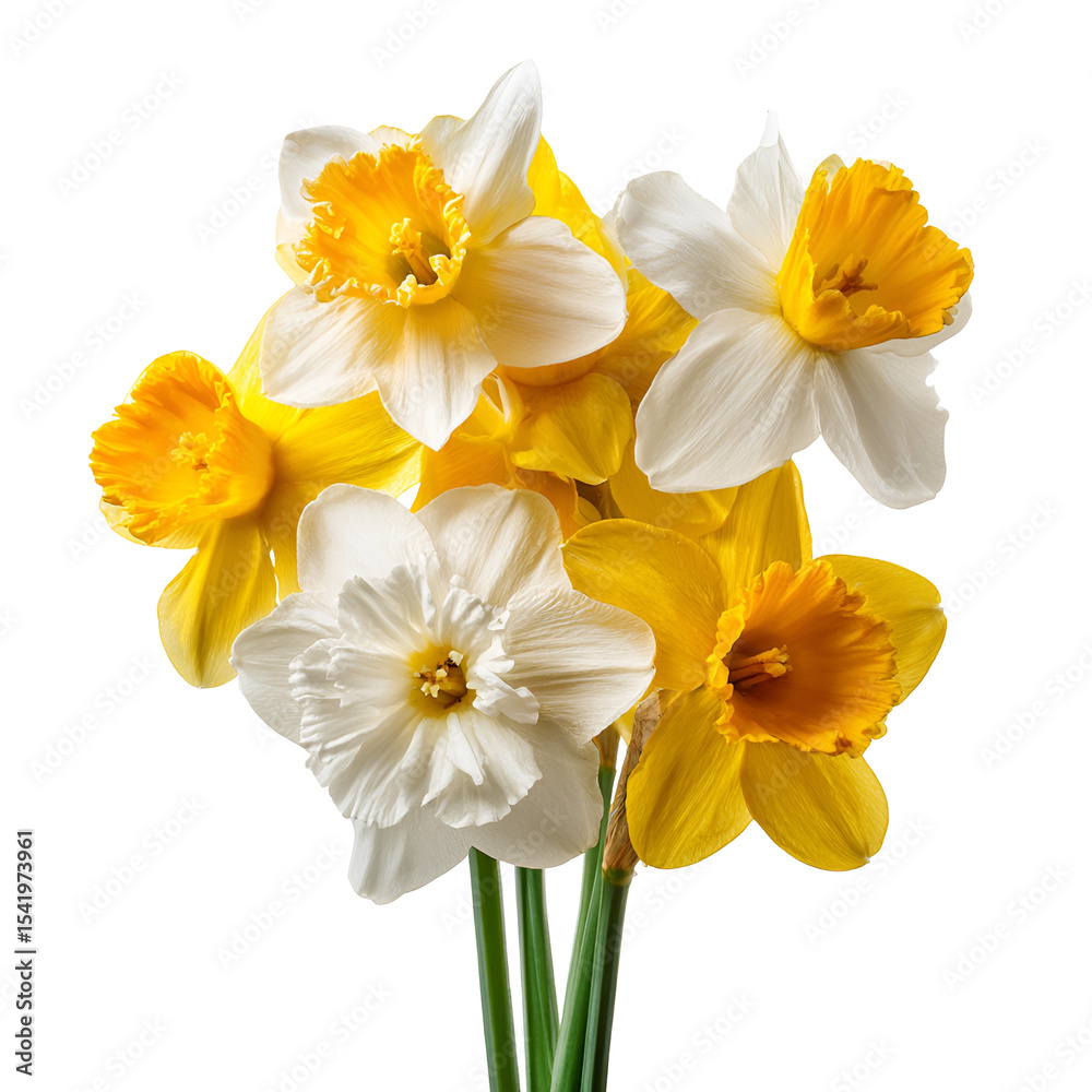 Fototapeta premium Daffodil Bouquet Yellow White Flowers Spring Bloom