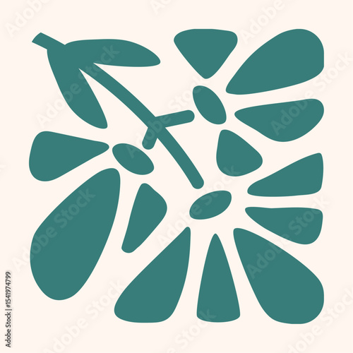 Floral hand drawn organic shape three flower doodle in retro hippie style 60s 70s for seamless pattern, prints and posters. Vector illustration.