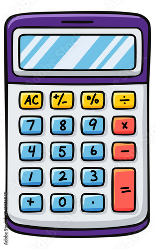 Cartoon calculator clipart illustration, isolated 
