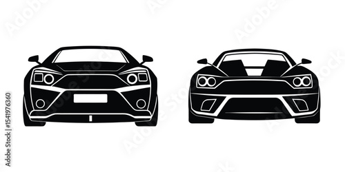 Concept Showing a Stunning Sports Car Speeding Forward from Rear View Silhouette on White Background