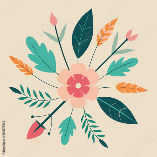 Elegant floral arrangement with leaves and petals suitable for various design projects
