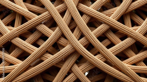 Woven Pattern: Interlaced natural material forms a complex and decorative design for background textures.