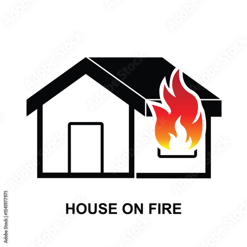 House on fire icon. Fire emergency and home safety isolated on background vector illustration.