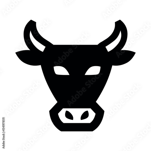 Illustration of black and white minimalist cow head vector graphic for farm animal illustration and logo design project use vector
