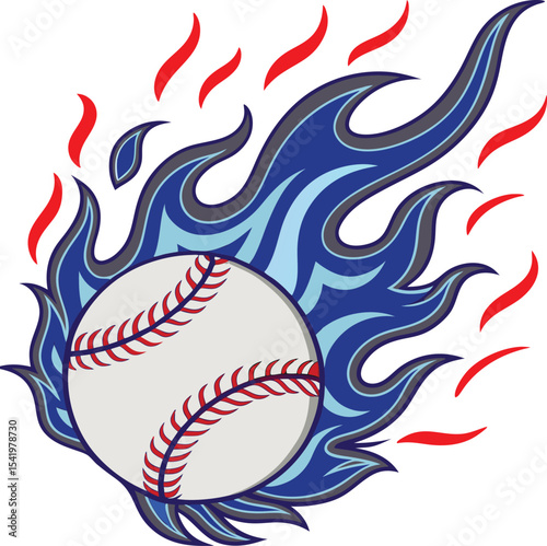 baseball ball with fire