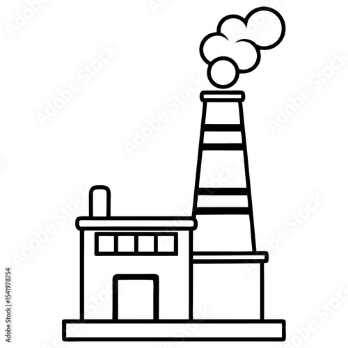 Chimney with Smoke line art vector