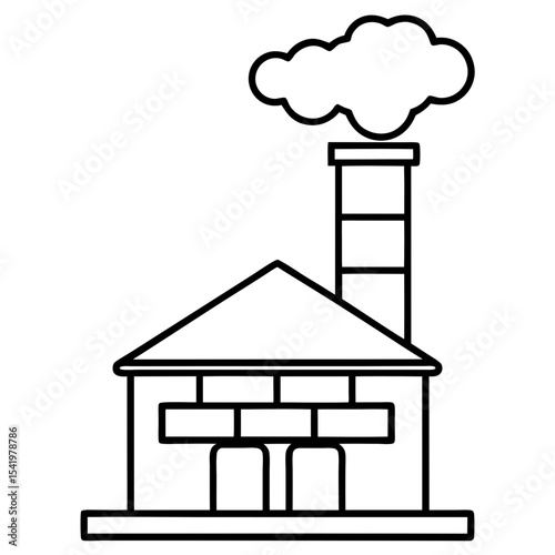 Chimney with Smoke line art vector