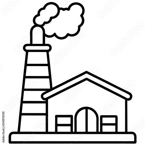 Chimney with Smoke line art vector