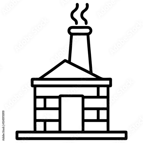 Chimney with Smoke line art vector