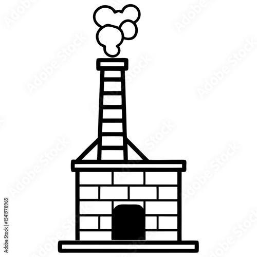 Chimney with Smoke line art vector
