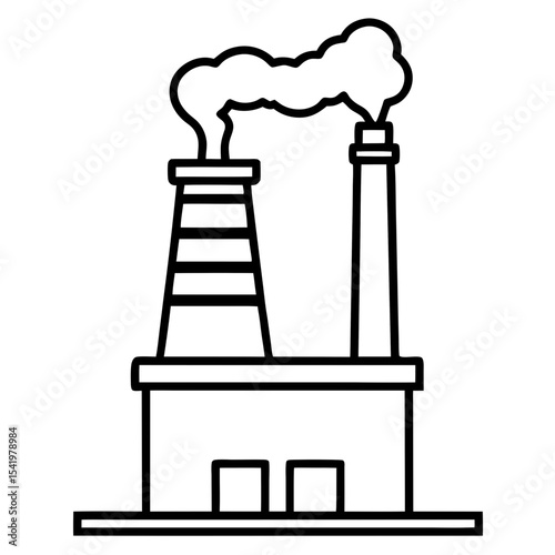 Chimney with Smoke line art vector