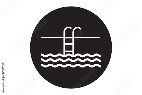 Swimming pool icon vector set. Simple thin line, outline illustration.