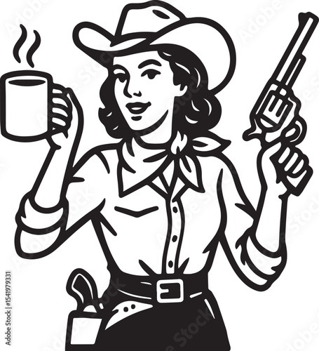 cowgirl with a coffee cup