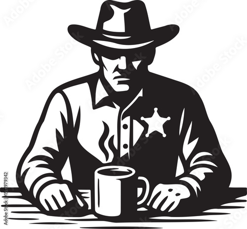 cowboy sheriff with a cup of coffee