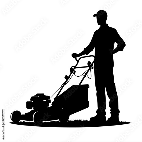 Premium Vector Collection of Lawn Mowing Silhouette Icons for Gardening and Design Projects