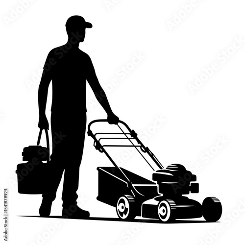 Premium Vector Collection of Lawn Mowing Silhouette Icons for Gardening and Design Projects
