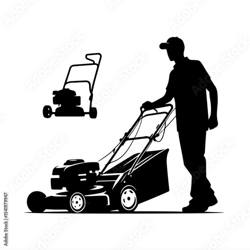 Premium Vector Collection of Lawn Mowing Silhouette Icons for Gardening and Design Projects