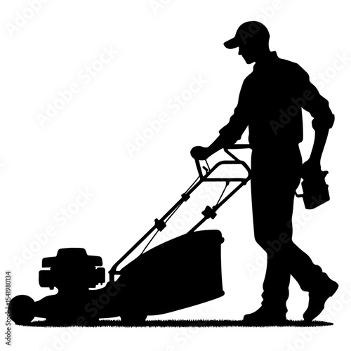 Premium Vector Collection of Lawn Mowing Silhouette Icons for Gardening and Design Projects