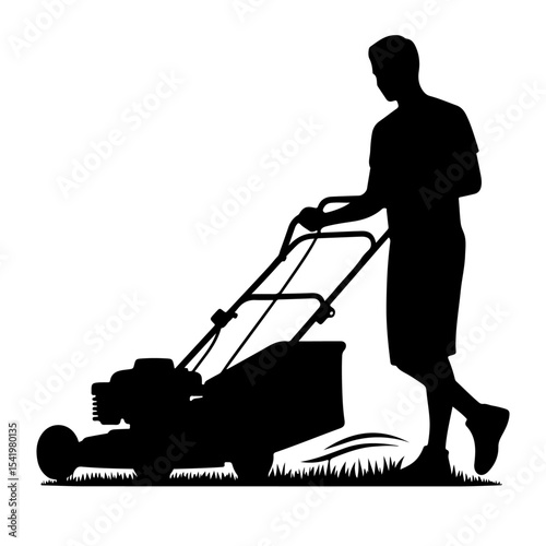 Premium Vector Collection of Lawn Mowing Silhouette Icons for Gardening and Design Projects