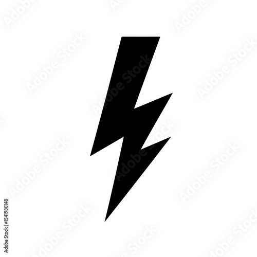 Lightning Bolt Icon – Black Zigzag Power Symbol on White Background
