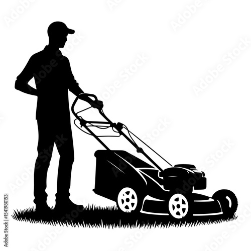 Premium Vector Collection of Lawn Mowing Silhouette Icons for Gardening and Design Projects