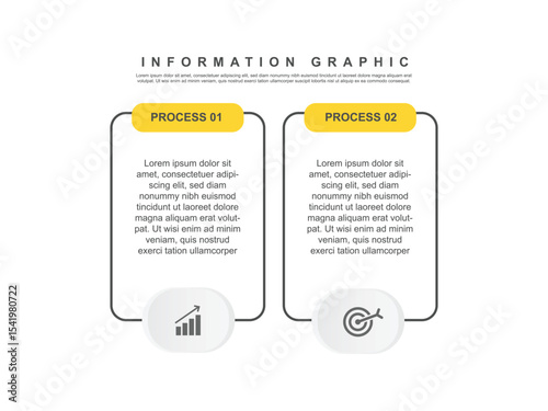 information graphic 2 step or option layout with line and paper design for business and web