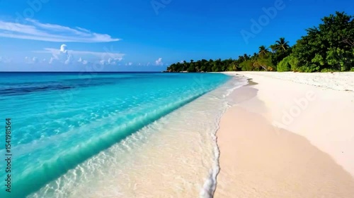 海の波と砂浜：ビーチ：オーシャンビュー：夏休み：海水浴：夏のビーチリゾートバカンス