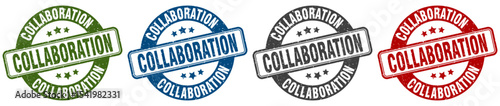 collaboration stamp. collaboration round stamp set isolated on white background