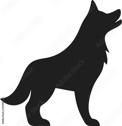Minimalist Silhouette Standing and Howling Wolf Wild Animal Graphic Icon