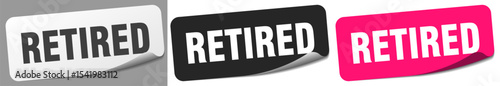 retired sticker. retired sticker set on white background