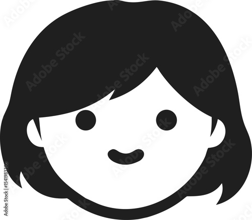 Minimalist Flat Face Girl Portrait Character Avatar Icon