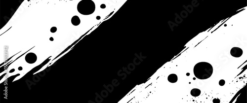 Vector abstract black brush art grunge texture paint strokes on white background 