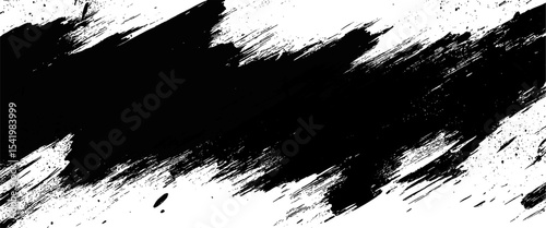 Vector abstract black brush art grunge texture paint strokes on white background 