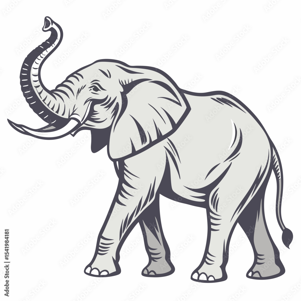 Fototapeta premium White back ground a silver colour full body elephant.