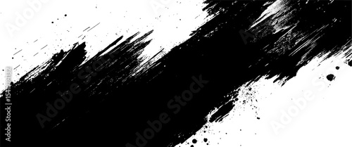 Vector abstract black brush art grunge texture paint strokes on white background 