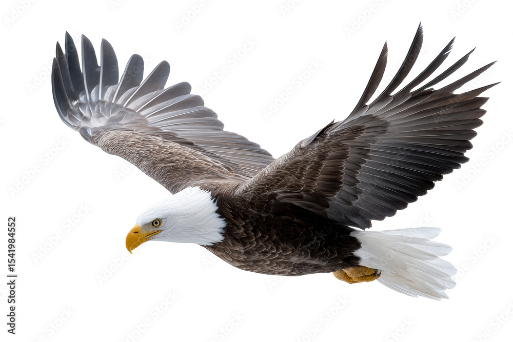 Obraz premium Majestic eagle soaring gracefully against a clear backdrop