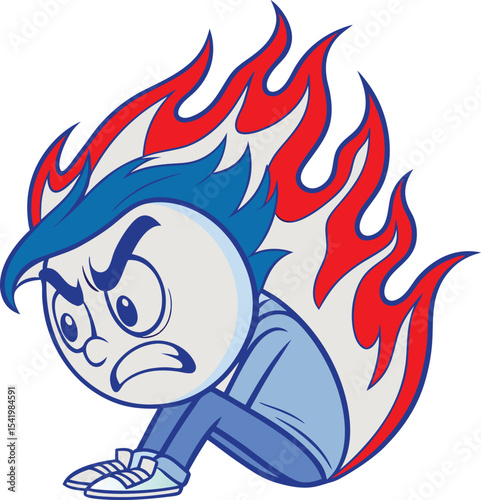 angry fire emoji with flames and a frowning expression against a white background