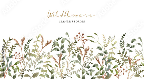 green brown leaves watercolor border