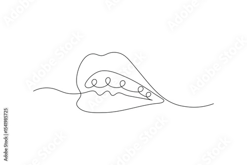Continuous single line art and drawing of lips outline vector illustration
