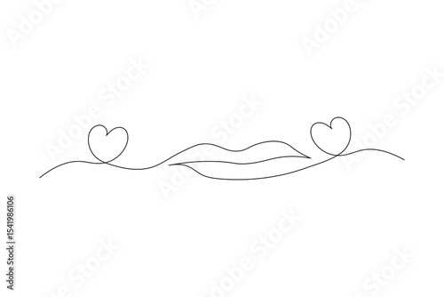 Continuous single line art and drawing of lips outline vector illustration
