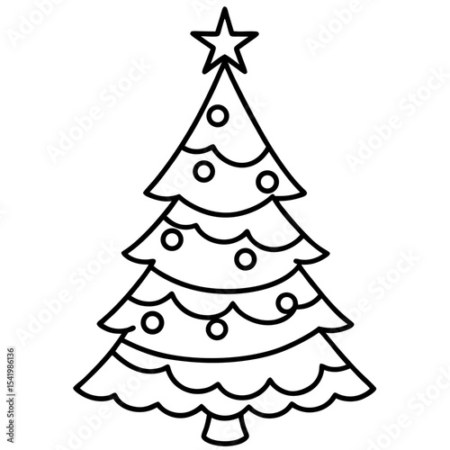 Christmas Tree line art vector
