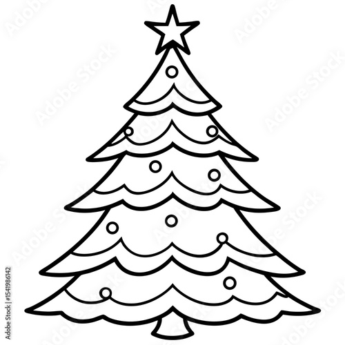 Christmas Tree line art vector