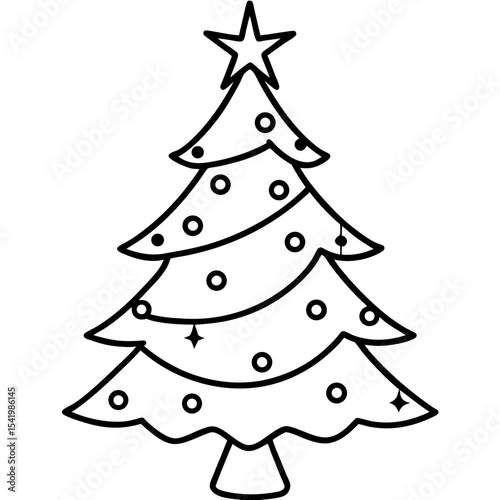 Christmas Tree line art vector