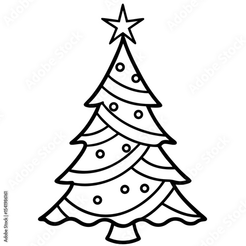 Christmas Tree line art vector