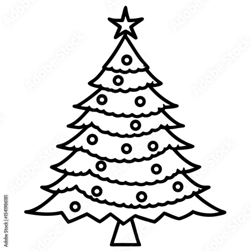 Christmas Tree line art vector